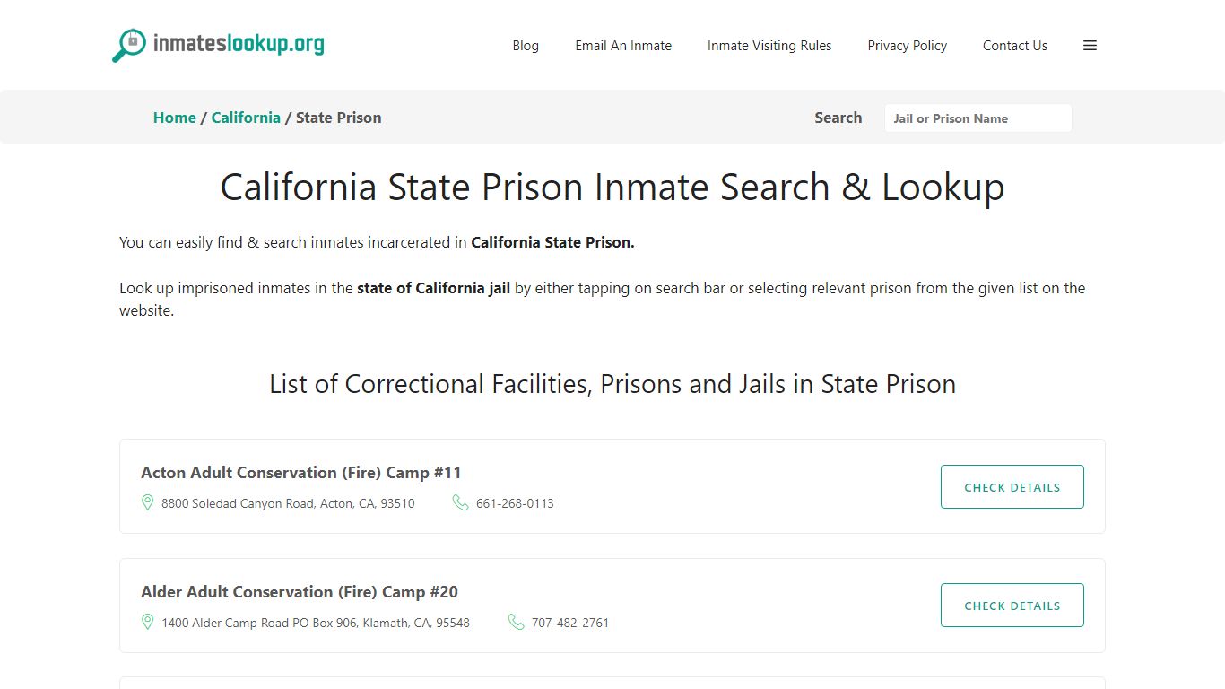 California State Prison Inmate Search & Lookup